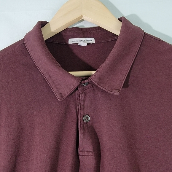 STANDARD James Perse Men's Polo Shirt Sz 5 Brown Short Sleeve USA Logo Cotton - Picture 3 of 10